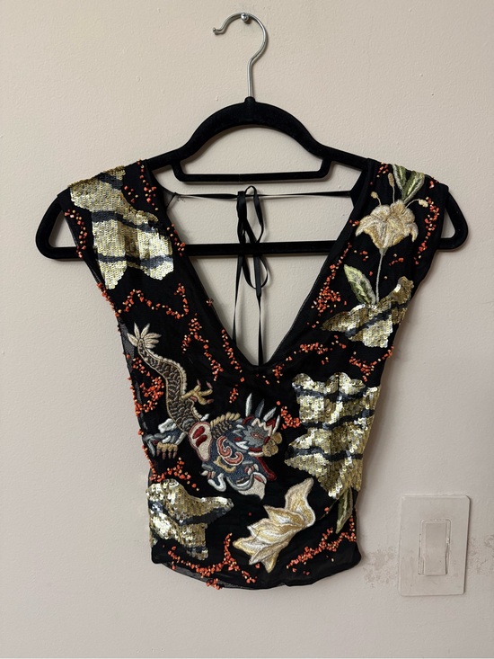 Blumarine Tops - Blumarine SS2000 Runway Sequin Bead Embellished Dragon Embroidered IT40